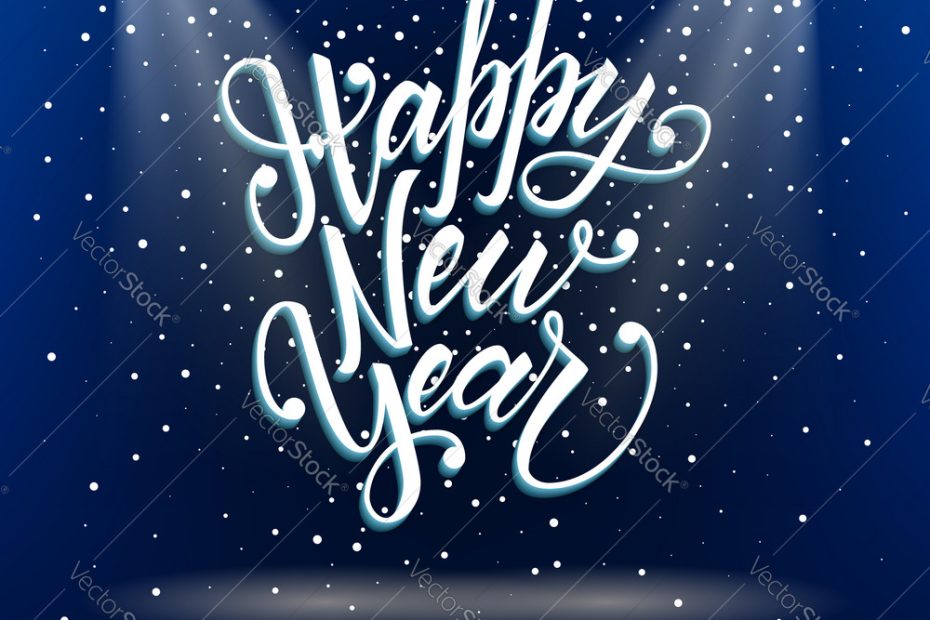 Happy New Year Greeting Postcard With Unique 3D Vector Image